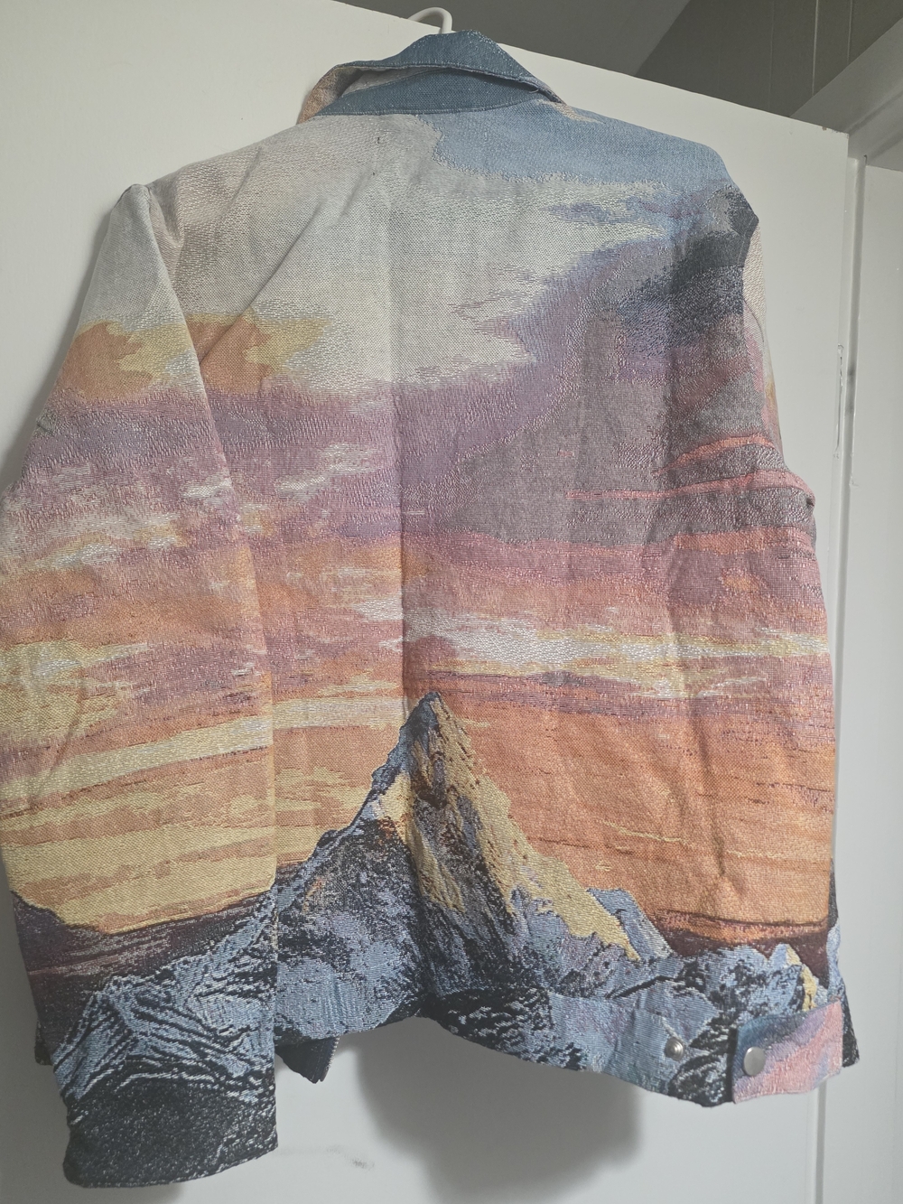 Fashion Nova Sunset Mountain Print Lightweight Jacket